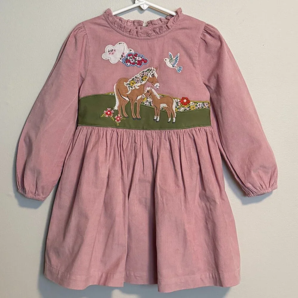 Mini Boden Girl's 5-6Y Corduroy Horse Dress - Picture 1 of 3
